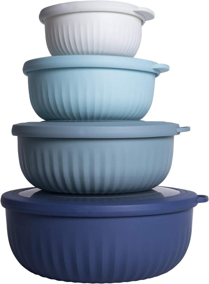 COOK WITH COLOR Prep Bowls with Lids- 8 Piece Nesting Plastic Small Mixing Bowl Set with Lids (Teal Ombre) - PuriLite