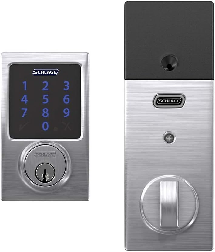 Schlage BE469ZP CAM 622 Connect Smart Deadbolt with Alarm with Camelot Trim in Matte Black, Z-Wave Plus Enabled - PuriLite