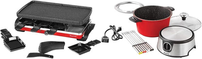 Starfrit The Rock Electric Raclette - 8 Person Party Grill - 8 Spatulas - Reversible Plate - 1500W - PuriLite