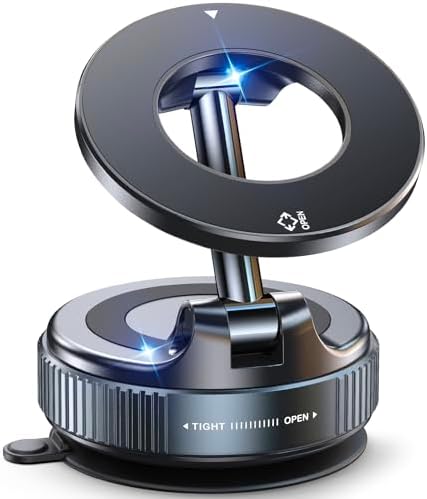 Jononser Vacuum Magnetic Suction Cup Phone Mount for Magsafe, 360° Adjustable Magnetic Phone Holder, Pocket Size Foldable Portable Cell Phone Holders for Your Car for All Smartphones & All Car Models - PuriLite