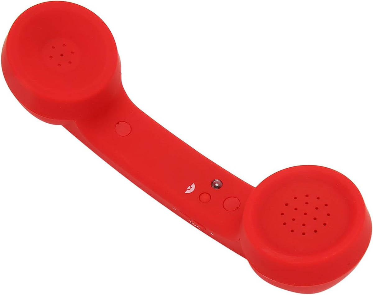 Qiilu Retro Telephone Handset for Mobile Phones - Rechargeable Radiation Proof Handset Receiver with USB Charging (Red) - PuriLite