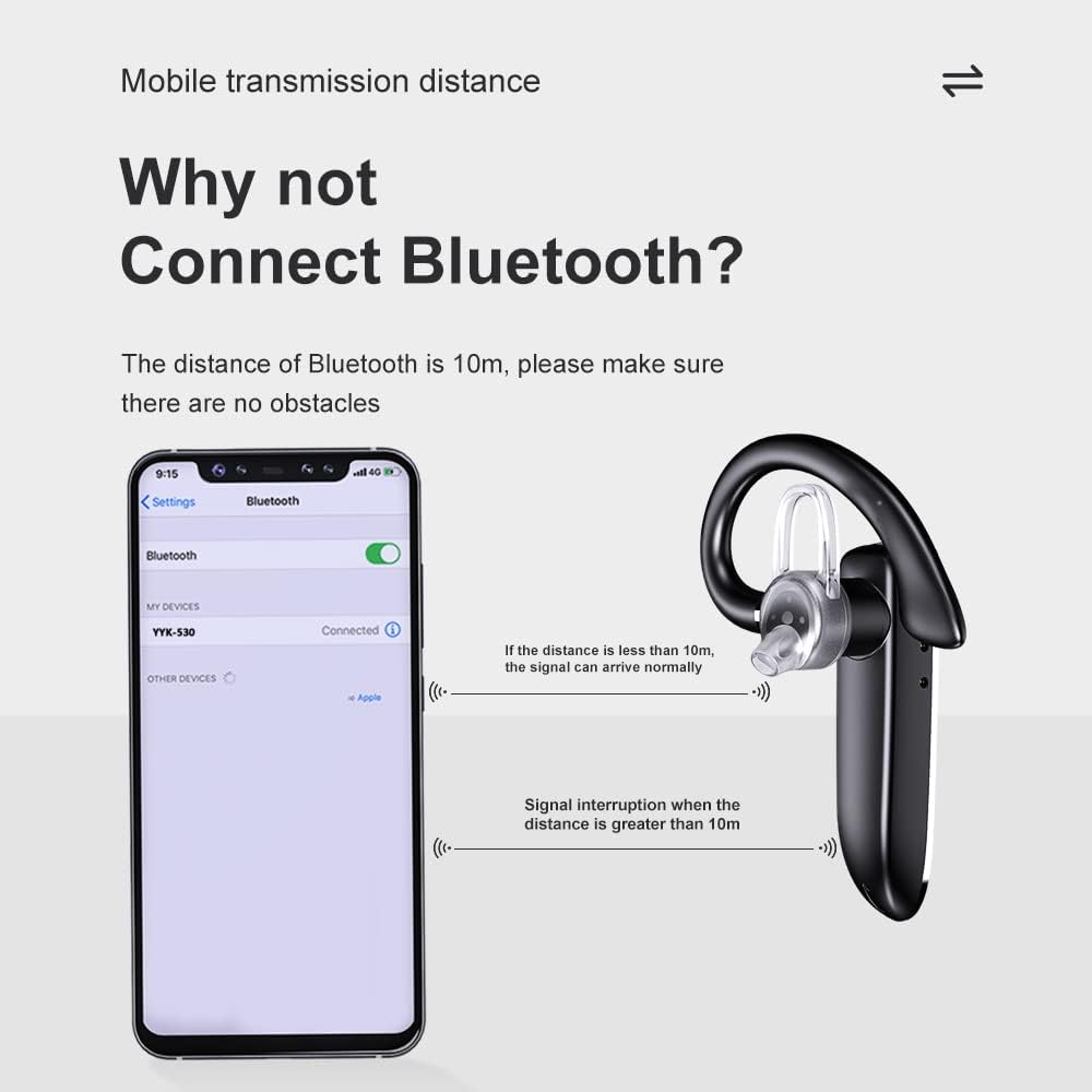 Bluetooth Headset for Cell Phone, Wireless Bluetooth 5.1 Earpiece Single-Ear Headset Hands-Free Earphones,in Mic with Charging Case, for Office Driving Calling Compatible Android/iPhone. - PuriLite