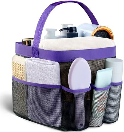 Attmu Mesh Shower Caddy Portable for College Dorm Room Essentials with 8 Pockets, Hanging Shower Caddy Basket Tote Bag Toiletry Accessories for Bathroom - PuriLite