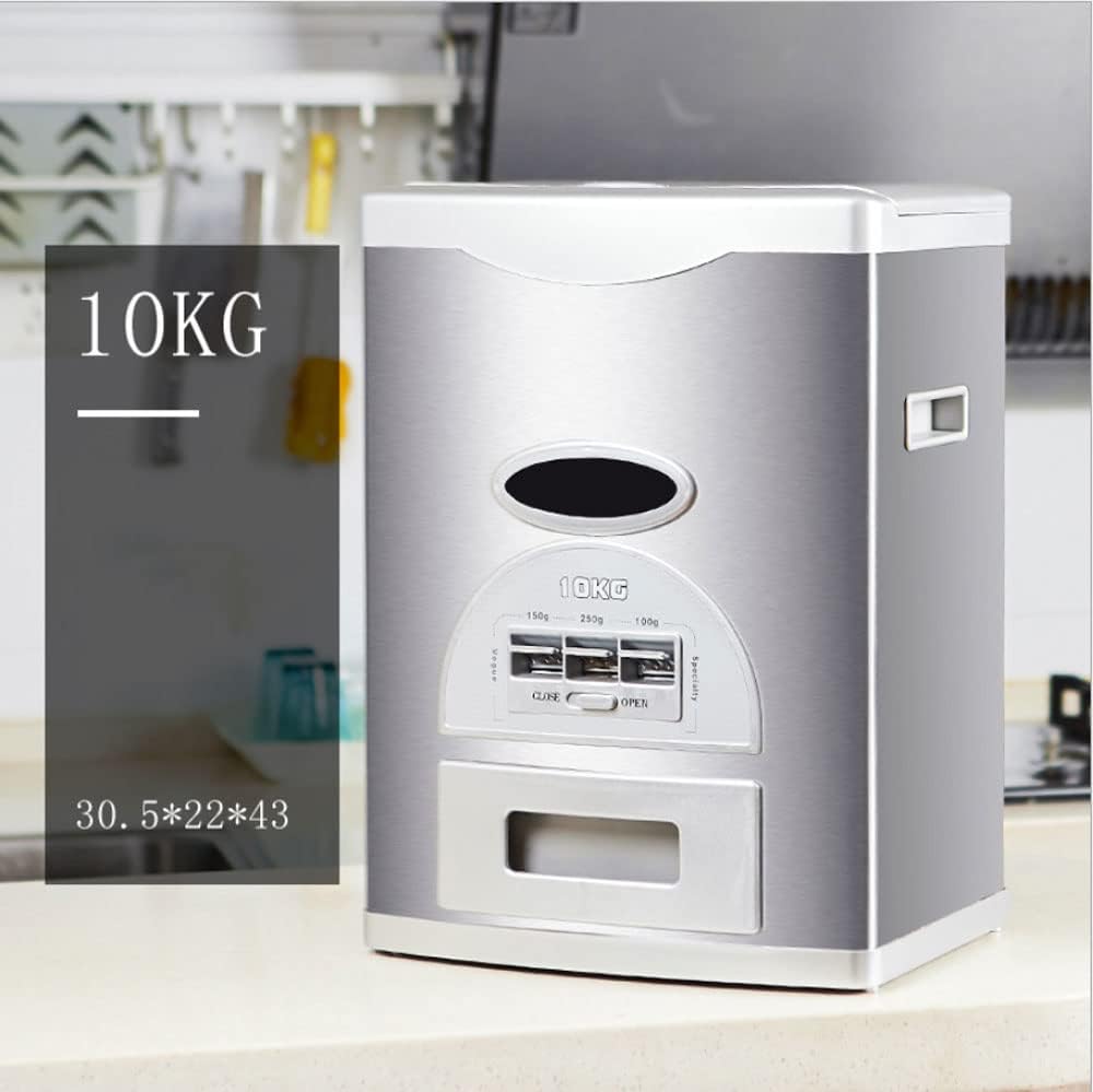 Rice Tank Rice Storage Rice Storage Container Stainless Steel 25/33/45/55/66LB Sealed Grain Rice Cabinet Rice Storage Bucket (Black 20kg) - PuriLite