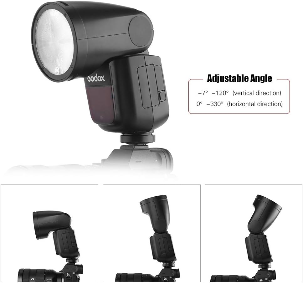 Godox V1S Professional Camera Flash Speedlite TTL Speedlight Round Head Wireless 2.4G Fresnel Zoom Compatible with Sony a7RII a7R a58 a99 ILCE6000L a7RIII a7R3 a9 a77II a77 a350 Camera for Photography - PuriLite