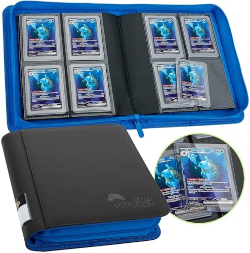 FunGuys Toploader Binder, Trading Card Binder Storage,128 4 Pocket Top Loader Pokemon Binder, Card Collection Yugioh Cards, MTG, TCG, Folders for Trading Cards - PuriLite