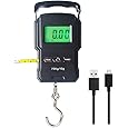 YAGSUW Portable Electronic Hook Scale Digital Hanging Bag Luggage Weight Scale Fishing Scale with Measuring Tape 165Lb Black - PuriLite