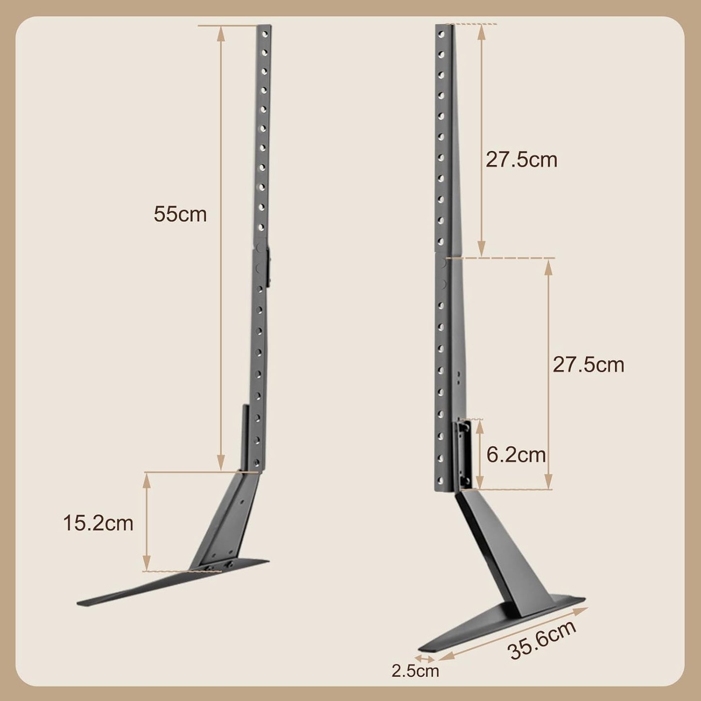 Suptek Universal TV Stands, Table Top TV Stand, Pedestal TV Stand for Most 17"-55" Screens, Height Adjustable TV Base Stand with Tempered Glass Base and Wire Management, Hold up to 40kg, VESA 75/400mm - PuriLite
