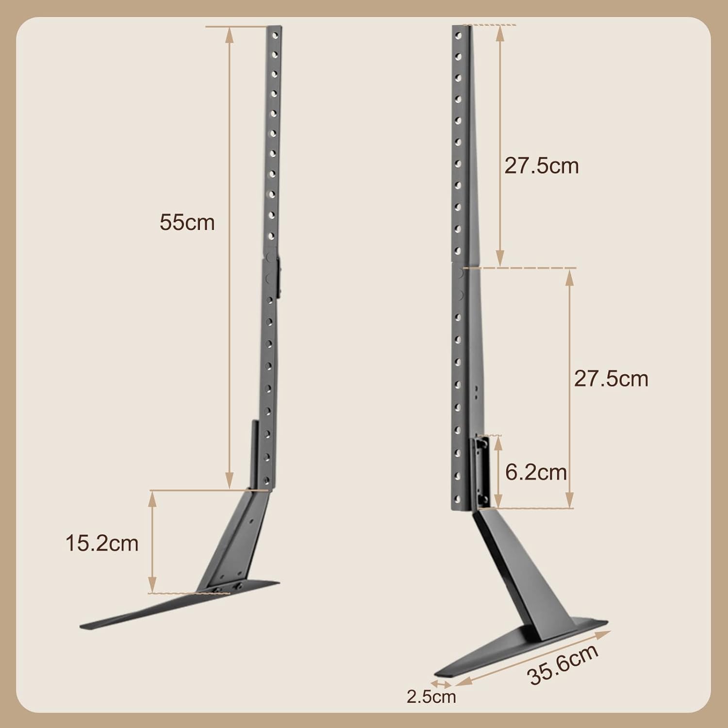 Suptek Universal TV Stands, Table Top TV Stand, Pedestal TV Stand for Most 17"-55" Screens, Height Adjustable TV Base Stand with Tempered Glass Base and Wire Management, Hold up to 40kg, VESA 75/400mm - PuriLite