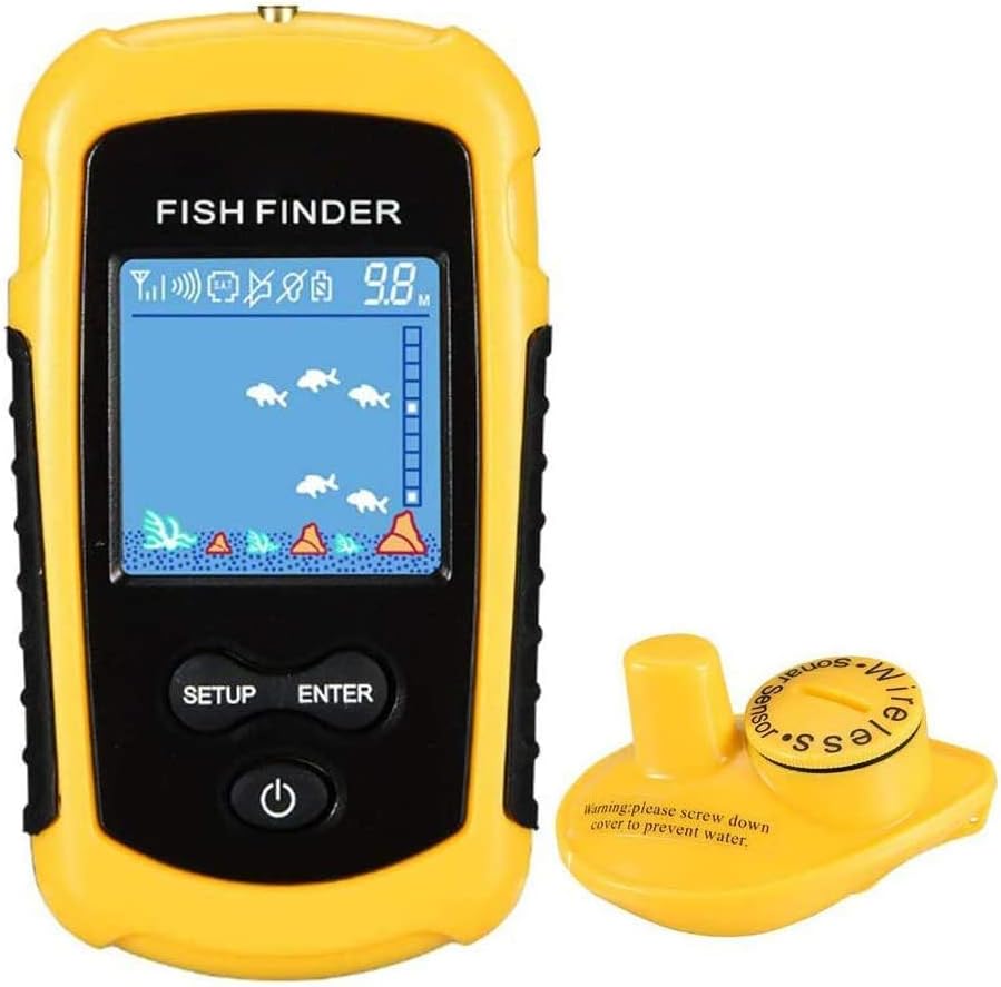 LUCKYLAKER Sensor Transducer Fish Finder Portable Sonar Handheld Depth Finder Kayak LCD Display Fish Finder Wireless Castable - PuriLite