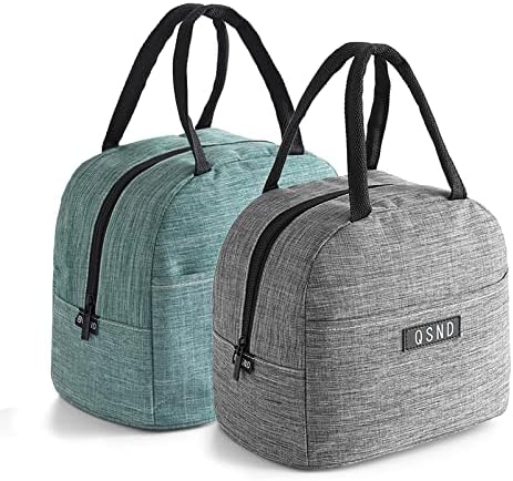 HiPretty 2 Pack Lunch Bags, Insulated Tote Boys Girls Lunch Box, Freezable Leakproof Lunch Bag for Women Men and Kids (Gray, Green) - PuriLite