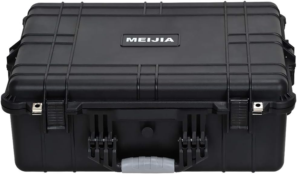 MEIJIA Portable Waterproof Protective Hard Case,Camera Case with Customizable Fit Foam Inserted, Elegant Black (9.17"x 7.56"x4.33") - PuriLite