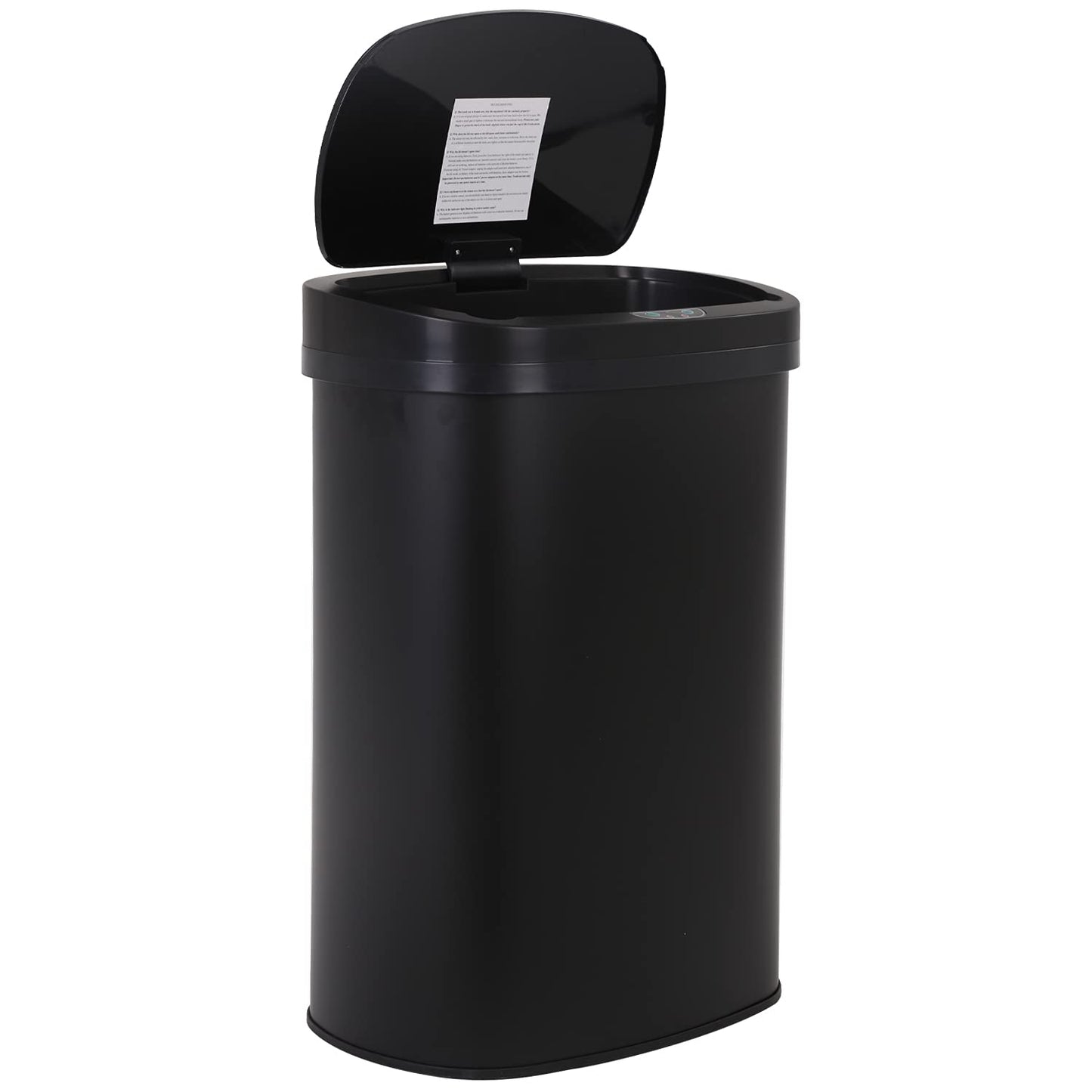 13 Gallon 50 Liter Garbage Can Kitchen Trash Can with Lid Automatic Sensor Touch Free Stainless Steel Waste Bin for Bathroom Bedroom Home Office,Black - PuriLite