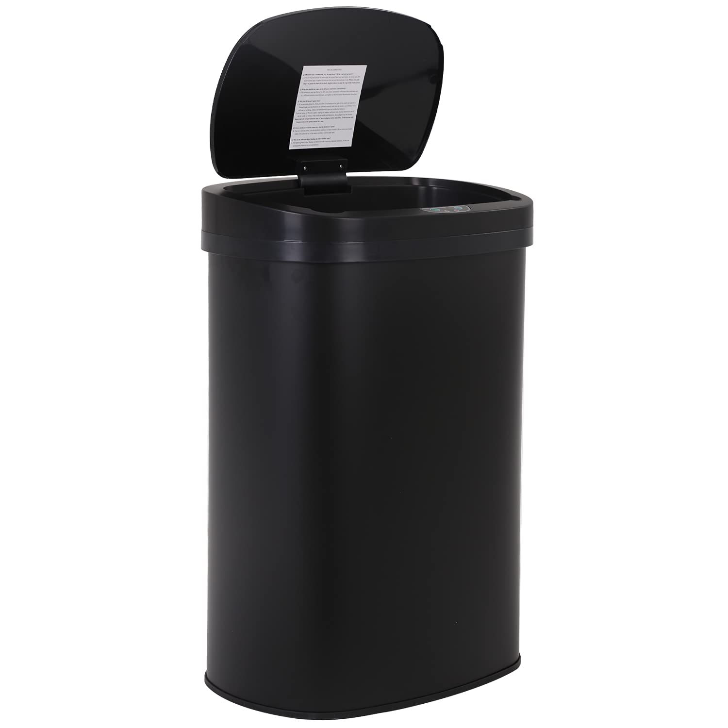 13 Gallon 50 Liter Garbage Can Kitchen Trash Can with Lid Automatic Sensor Touch Free Stainless Steel Waste Bin for Bathroom Bedroom Home Office,Black - PuriLite