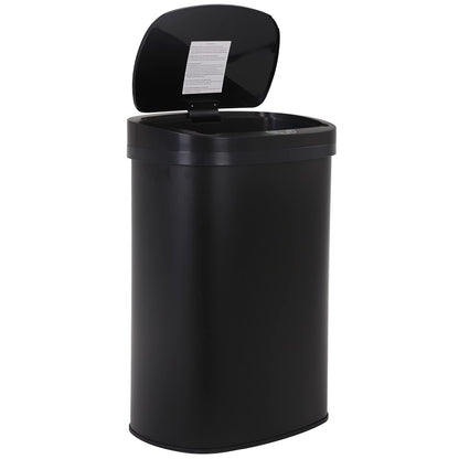 13 Gallon 50 Liter Garbage Can Kitchen Trash Can with Lid Automatic Sensor Touch Free Stainless Steel Waste Bin for Bathroom Bedroom Home Office,Black - PuriLite