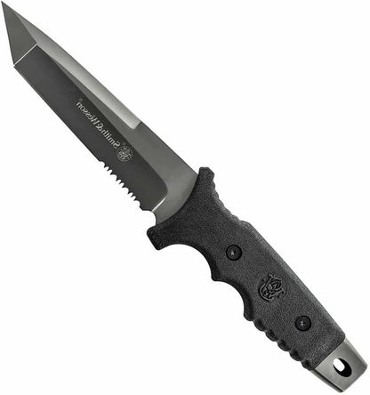 Smith & Wesson 10.6in High Carbon S.S. Fixed Blade Knife with 5.2in Tanto Blade and TPE Handle for Outdoor, Tactical, Survival and EDC - PuriLite
