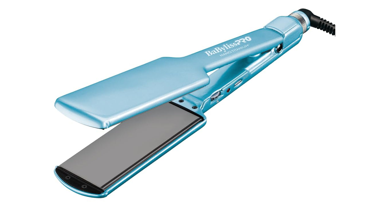BaBylissPRO Nano Titanium & Ceramic Ultra-Slim Hair Straightener, Extra-Long Dual Voltage Flat Iron with Floating Plates - PuriLite