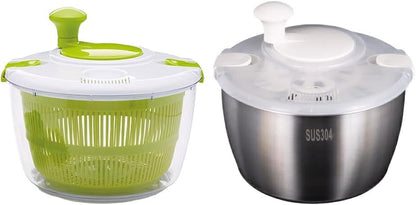 koaunert Large Salad with Non-Slip Base Durable and Practical Stainless Steel Salad Spinners Salad Spinners Collapsible, Stainless Steel - PuriLite