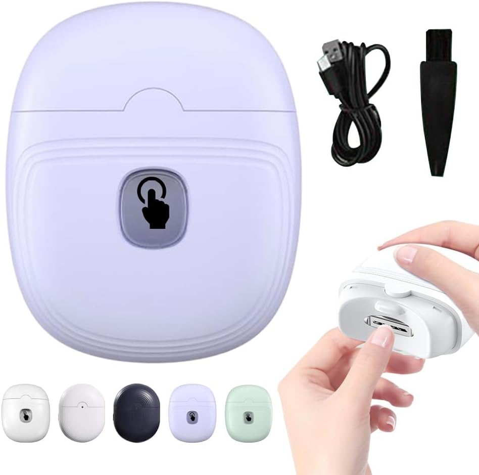 Electric Automatic Nail Clipper, 2025 New Electric Automatic Nail Clippers Trimmer with Led Light, USB Rechargeable Fingernail Clippers Fingernail Manicure Set for Seniors Baby Kids Adults (White) - PuriLite