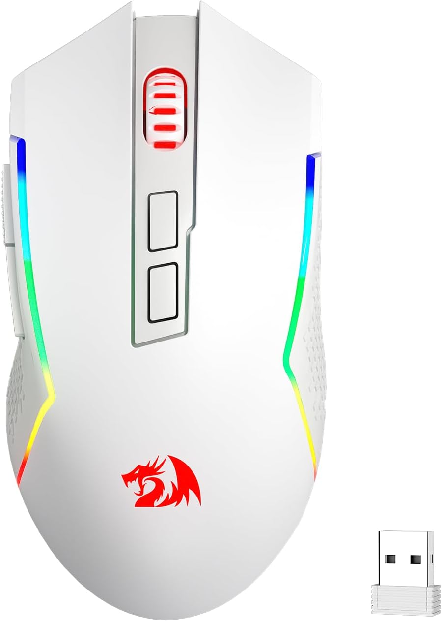 Redragon M693 Wireless Gaming Mouse, 8000 DPI Wired/Wireless Mouse w/ 3-Mode Connection, BT & 2.4G Wireless, 7 Macro Buttons, Durable Power Capacity for PC/Mac/Laptop - PuriLite