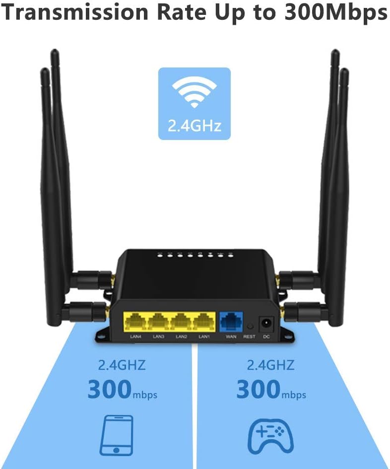Wiflyer 4G LTE Wireless WiFi Verizon Router, 300 Mbps Best Hotspot with SIM Card Slot and USB Tethering for Home,RV，WE826-Q - PuriLite