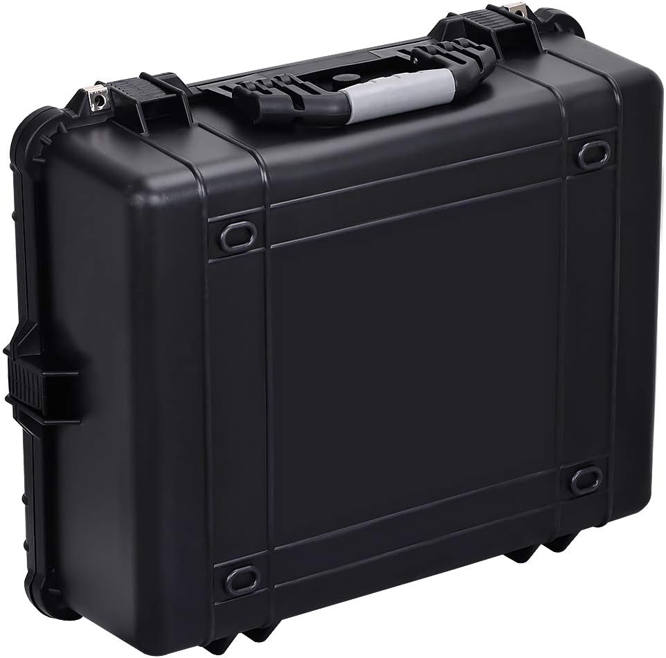 MEIJIA Portable Waterproof Protective Hard Case,Camera Case with Customizable Fit Foam Inserted, Elegant Black (9.17"x 7.56"x4.33") - PuriLite