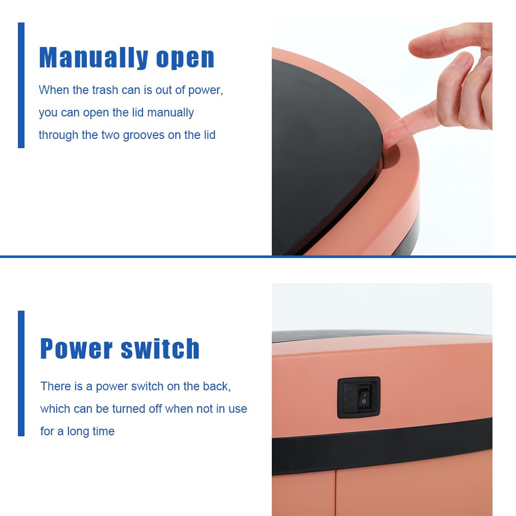13 Gallon 50 Liter Garbage Can Kitchen Trash Can with Lid Automatic Sensor Touch Free Stainless Steel Waste Bin for Bathroom Bedroom Home Office,Black - PuriLite