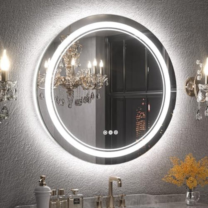 Keonjinn 40 x 32 Inch LED Bathroom Mirror with Acrylic, Backlit Mirror Anti-Fog, Lighted Bathroom Mirror for Wall, CRI90 High Definition Dimmable Large Makeup Mirror(Horizontal/Vertical) - PuriLite