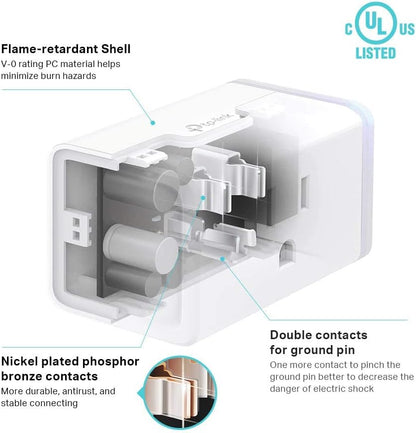 Kasa Smart Plug Mini by TP-Link (HS103P2) - Smart Home WiFi Outlet Works with Alexa, Echo and Google Home, No Hub Required, Remote Control, 2.4GHz WiFi Required, 15 Amp, UL Certified, 2-Pack, White - PuriLite