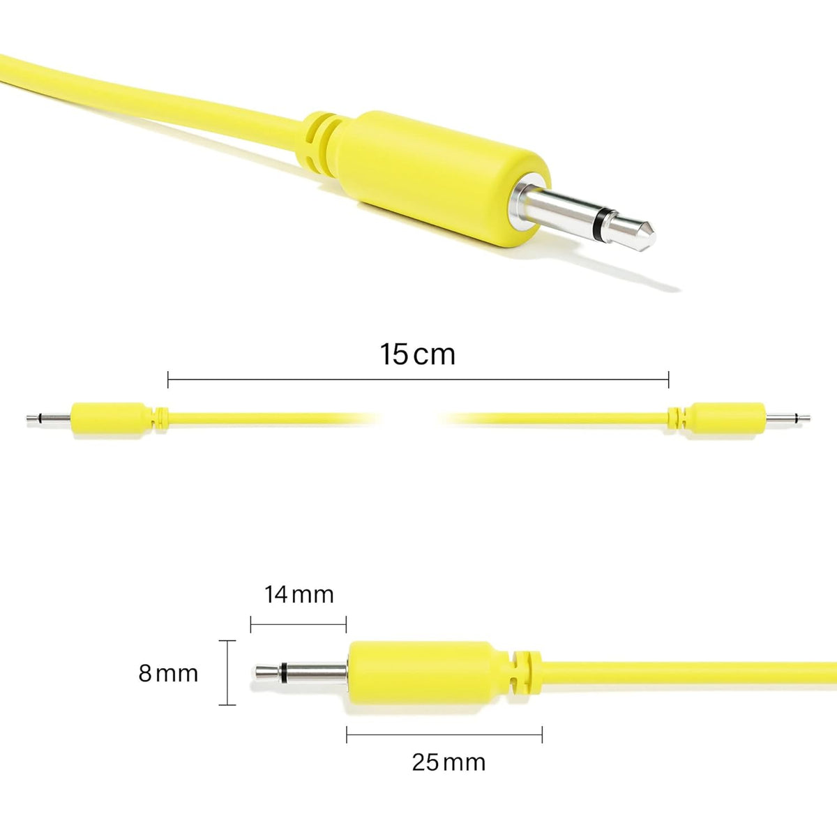 ExcelValley - 5-Pack - Mono Modular Patch Cables - TS 3.5mm 1/8" Eurorack Synthesizer [Black | 60 cm - 23.62"] - PuriLite