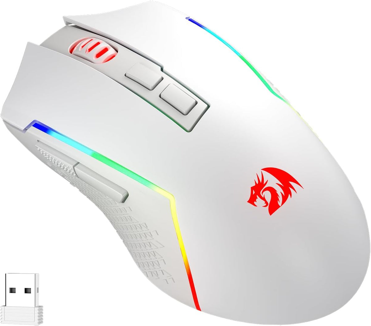 Redragon M693 Wireless Gaming Mouse, 8000 DPI Wired/Wireless Mouse w/ 3-Mode Connection, BT & 2.4G Wireless, 7 Macro Buttons, Durable Power Capacity for PC/Mac/Laptop - PuriLite