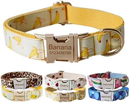 Custom Dog Collar with Metal Buckle - Pet Collars Personalized with Name and Phone Number (Plaid) - PuriLite