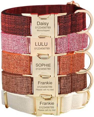 Custom Engraved Dog Collar with Name and Phone Number, Personalized for Small, Medium, and Large Dogs (Plaid) - PuriLite