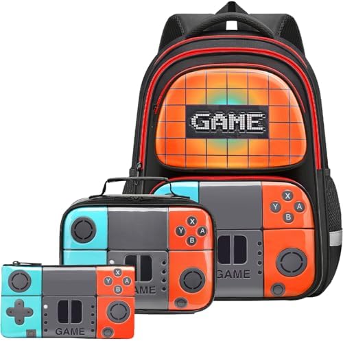 School Backpack for Boys,Gamer Kids Backpack for Elementary Middle School Student Age 6-14,17″ Video Game Bookbag for Laptop - PuriLite