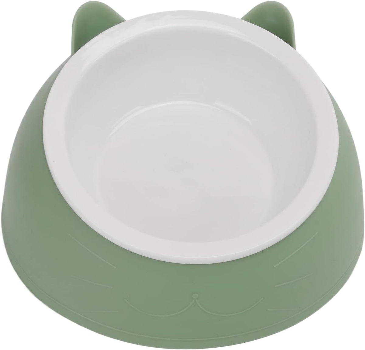 Elevated Cat Bowls, Double Ceramic Pet Bowls Cat Food and Water Set Elevated Feeding Station Ceramic Pet Dish Feeder for Kitten and Small Dogs, (Green [Cheongsam Meow] Green Bottom)