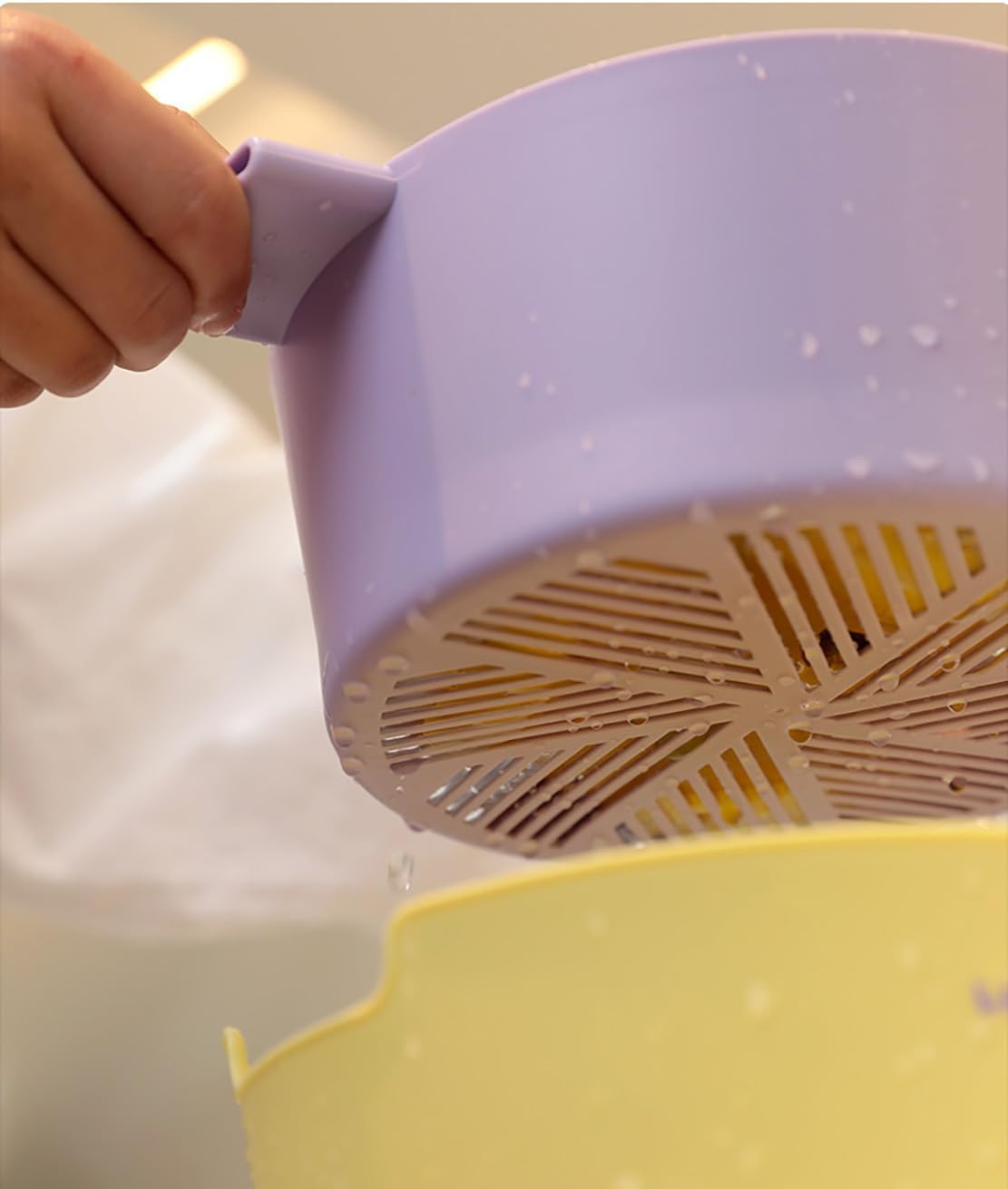 Kitchen Washbas Food Strainer Drain Basket Rotating Drainer Double-Layer Basin Vegetable Fruit Washing Strainer - PuriLite