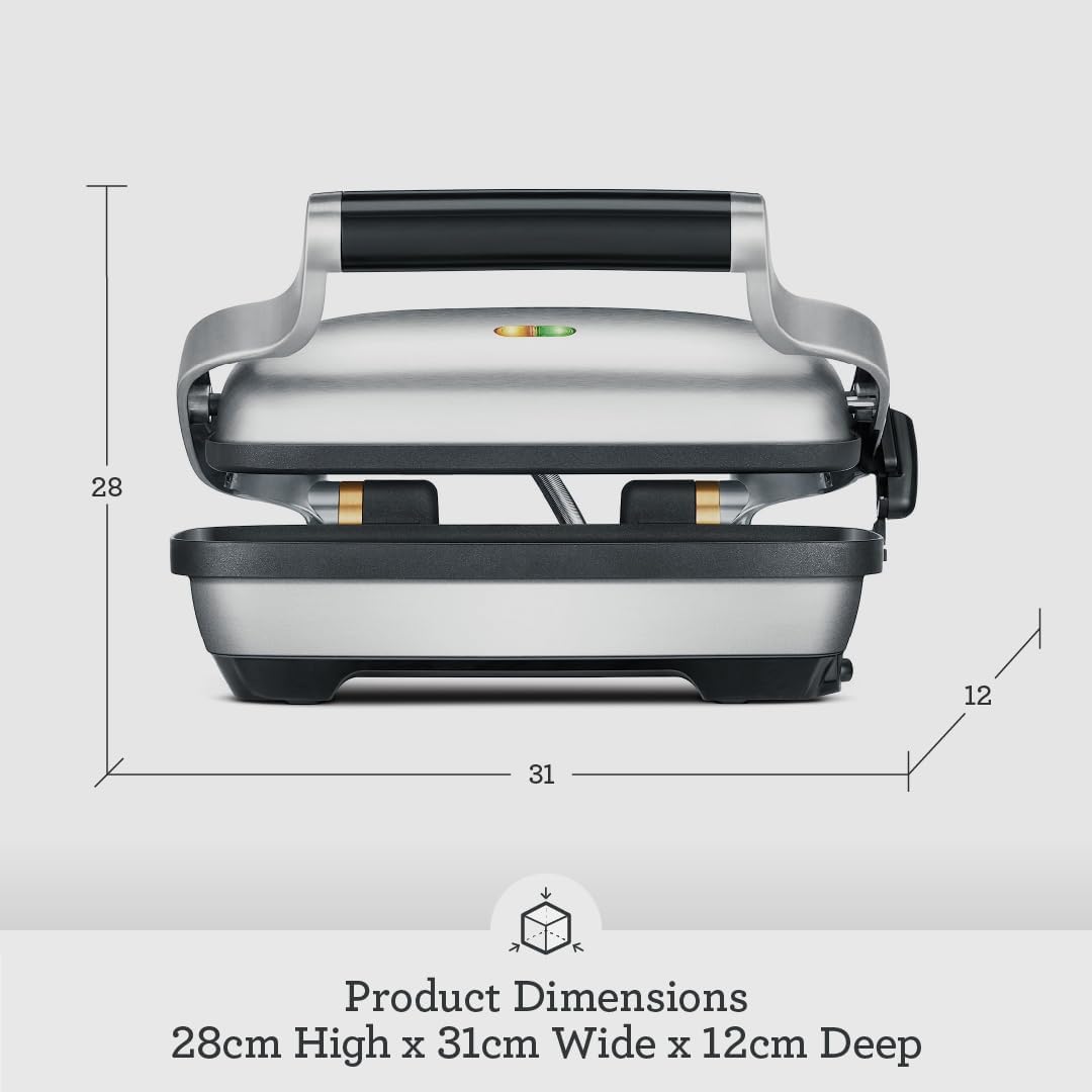 Breville the Perfect Press, Sandwich Maker, Panini Press, BSG600BSS, Brushed Stainless Steel 12.5 x 5 x 11.5 inches - PuriLite