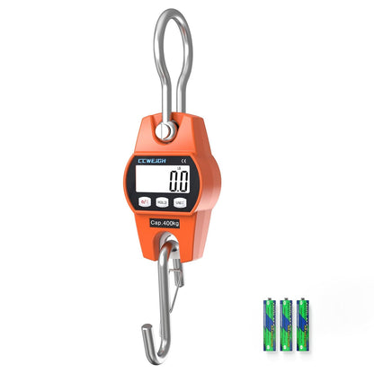Digital Hanging Scale 881 Lb 400 Kg Hanging Digital Scale, Handheld Mini Crane Scale with Hooks for Farm Hunting Fishing Outdoor - PuriLite