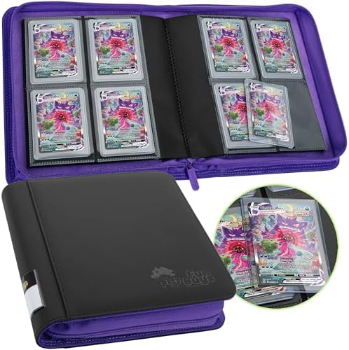 FunGuys Toploader Binder, Trading Card Binder Storage,128 4 Pocket Top Loader Pokemon Binder, Card Collection Yugioh Cards, MTG, TCG, Folders for Trading Cards - PuriLite