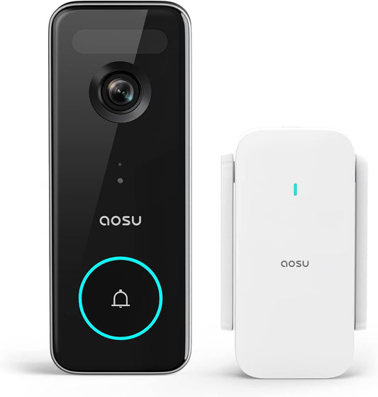 Doorbell Camera Wireless Outdoor, aosu 5MP Ultra HD, 3D Motion Detection Video Doorbell with Chime, Enhanced (2.4/5 GHz) WiFi, 180-Day Battery Life, Work with Alexa & Google Assistant - PuriLite