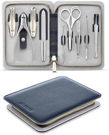 Manicure Set, Pedicure Sets, Nail Clipper Sets, Stainless Steel Professional Nail Cutter Kits with Travel Case (12 Count) - PuriLite