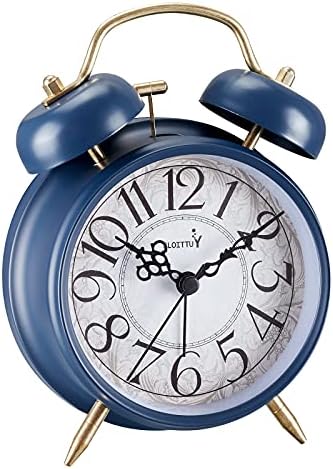 FLOITTUY Loud Alarm for Deep Sleepers 4'' Retro Twin Bell Alarm Clock with Backlight for Bedroom and Home Decoration(Retro White) - PuriLite