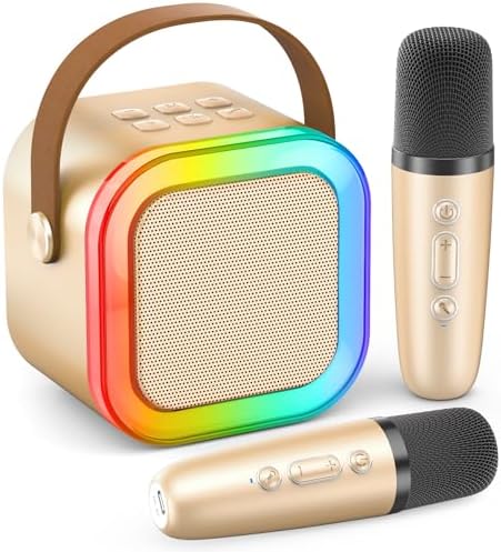 Karaoke Machine for Kids Adults, Portable Bluetooth Mini Karaoke Microphone Singing Speaker Karaoke Player with 2 Wireless Mic Toys for All Smartphones,Birthday, Family,Home Party (Purple) - PuriLite