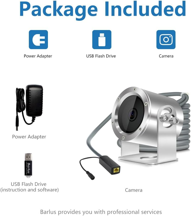 Barlus Underwater Camera, Aquarium Live Streaming Pond 5MP Camera with 32ft Cables - PuriLite