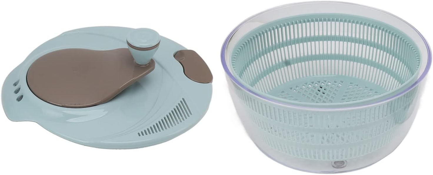 Salad Spinner, Manual Lettuce Dryer Spinner Salad Washer with Lid and Rotatable Handle Easy to Clean Fruit and Vegetable Dryer(Blue) - PuriLite