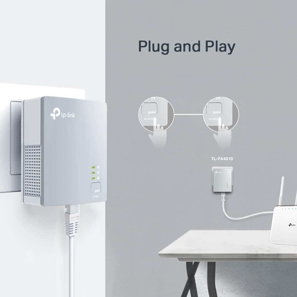 TP-Link AV1000 Powerline Ethernet Adapter(TL-PA7017P KIT) - Gigabit Port, Plug and Play, Extra Power Socket for Additional Devices, Ideal for Smart TV - PuriLite