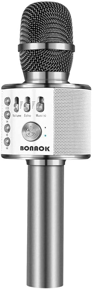 BONAOK Wireless Bluetooth Karaoke Microphone,3-in-1 Portable Instrument Wireless Microphone Mic Speaker Machine Home Party Birthday for All Smartphones（Black） - PuriLite
