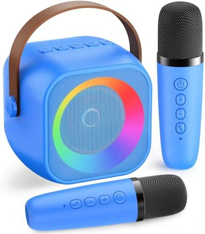 Mini Karaoke Machine, Portable Bluetooth Karaoke Speaker with 2 Wireless Microphones and Party Lights for Kids and Adults, Birthday Gifts for Girls Boys Family Home Party (Hotpink) - PuriLite