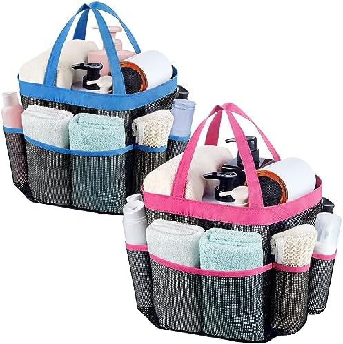 Attmu Mesh Shower Caddy Portable for College Dorm Room Essentials with 8 Pockets, Hanging Shower Caddy Basket Tote Bag Toiletry Accessories for Bathroom - PuriLite