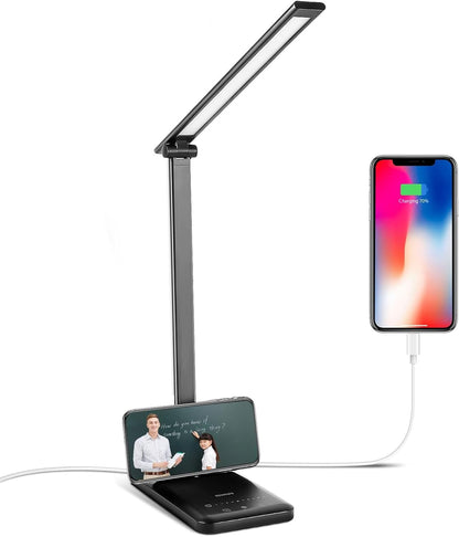 Semlos LED Desk Lamp for Home Office, Eye-Caring Table Light, 25 Lighting Modes, 45 Min Auto Timer, Touch Control, Dimmable, White - PuriLite